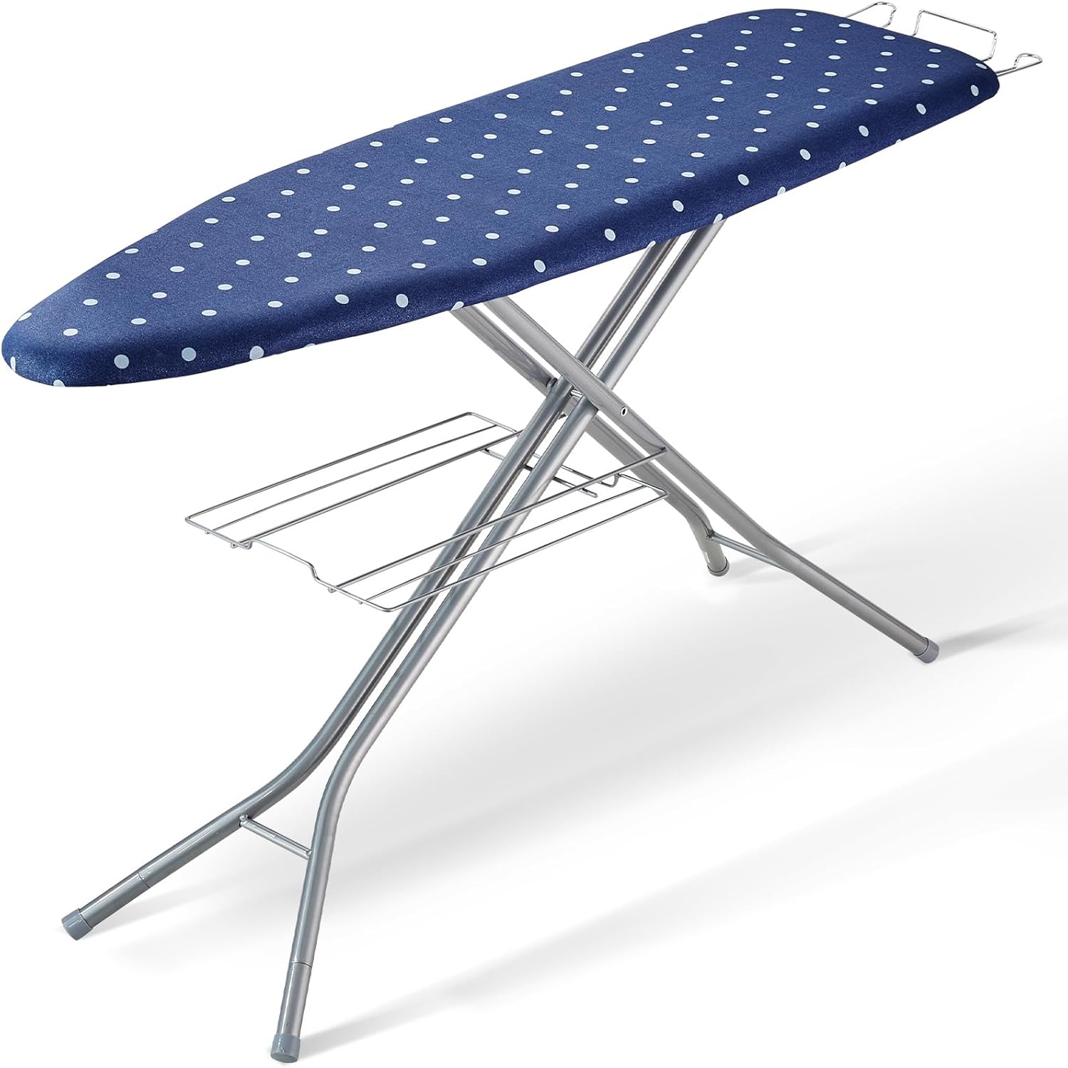 VEVOR Ironing Board with Bottom Storage Tray, Thickened 4 Layers Iron Board with Heat Resistant Cover and 100% Cotton Cover, 10 Adjustable Heights Ironing Board for Home Laundry Room Use (Size 55x15)9