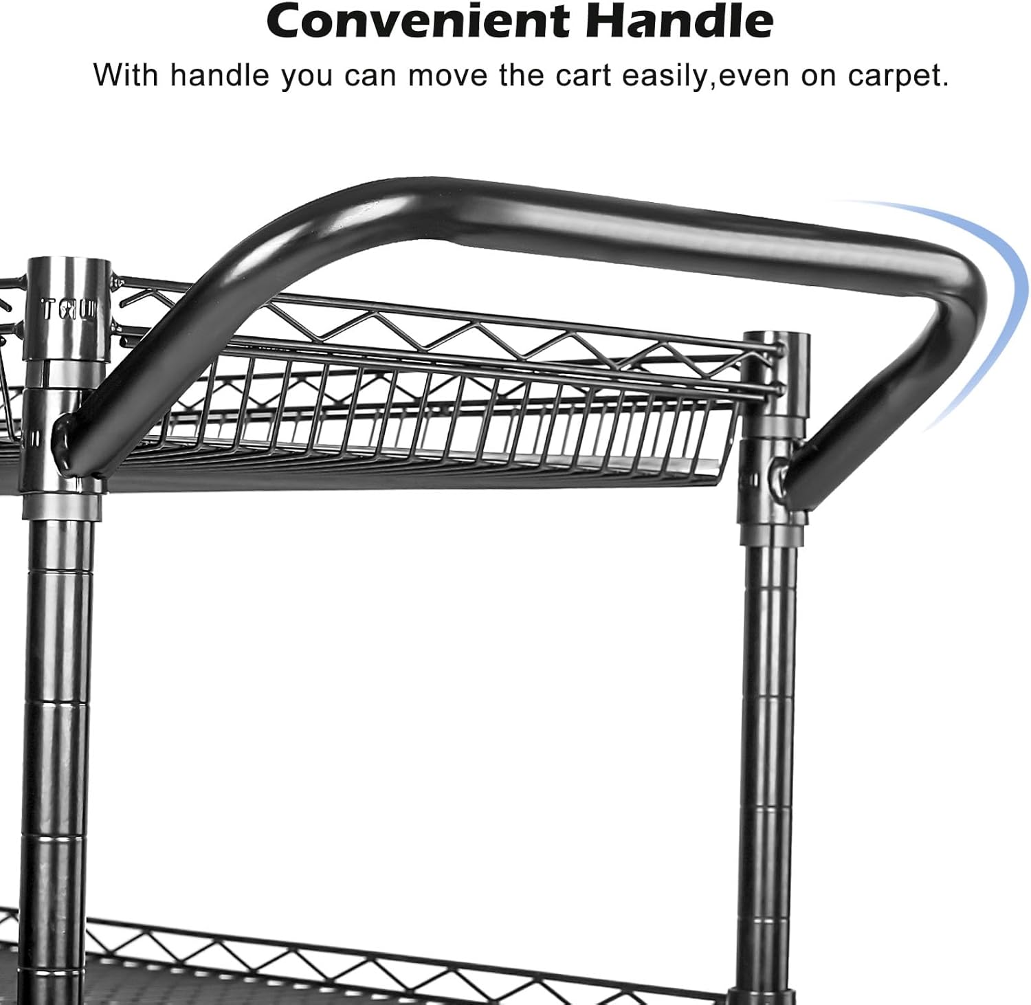WDT 990Lbs Capacity Heavy Duty Rolling Utility Cart, NSF Rolling Carts with Wheels,Commercial Grade Metal Cart with Handle Bar & Shelf Liner,Trolley Serving Cart for Restaurant,Kitchen,Black6