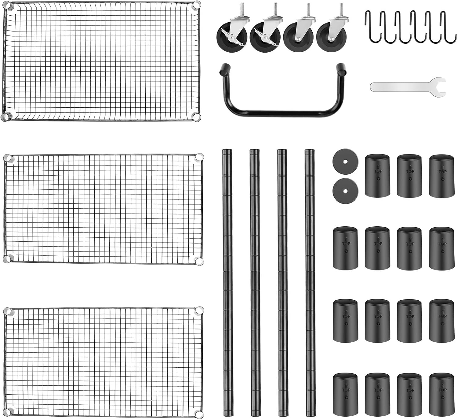 WDT 990Lbs Capacity Heavy Duty Rolling Utility Cart, NSF Rolling Carts with Wheels,Commercial Grade Metal Cart with Handle Bar & Shelf Liner,Trolley Serving Cart for Restaurant,Kitchen,Black9