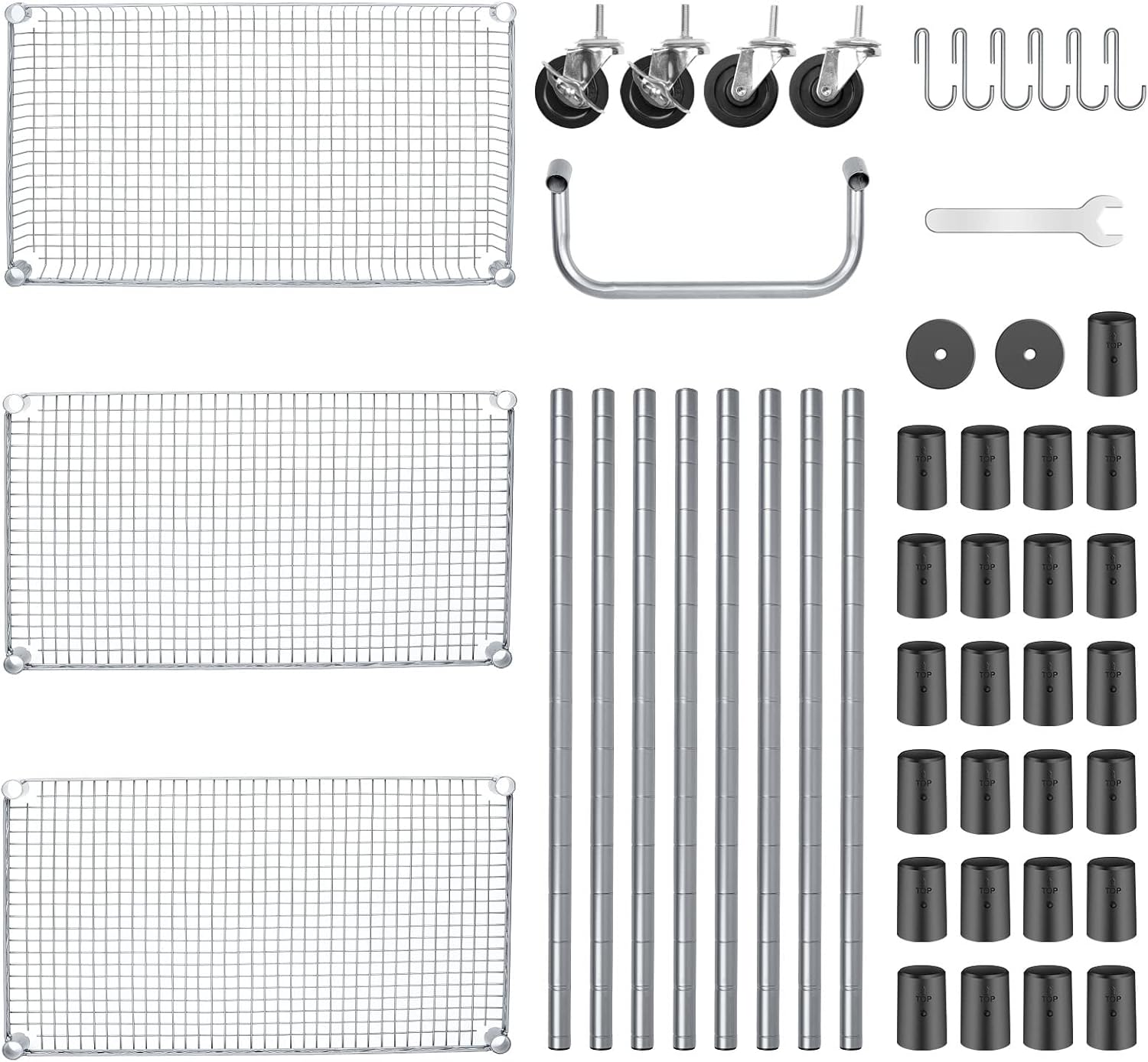 WDT 990Lbs Capacity Heavy Duty Rolling Utility Cart, NSF Rolling Carts with Wheels,Commercial Grade Metal Cart with Handle Bar & Shelf Liner,Trolley Serving Cart for Restaurant,Kitchen,Gray78