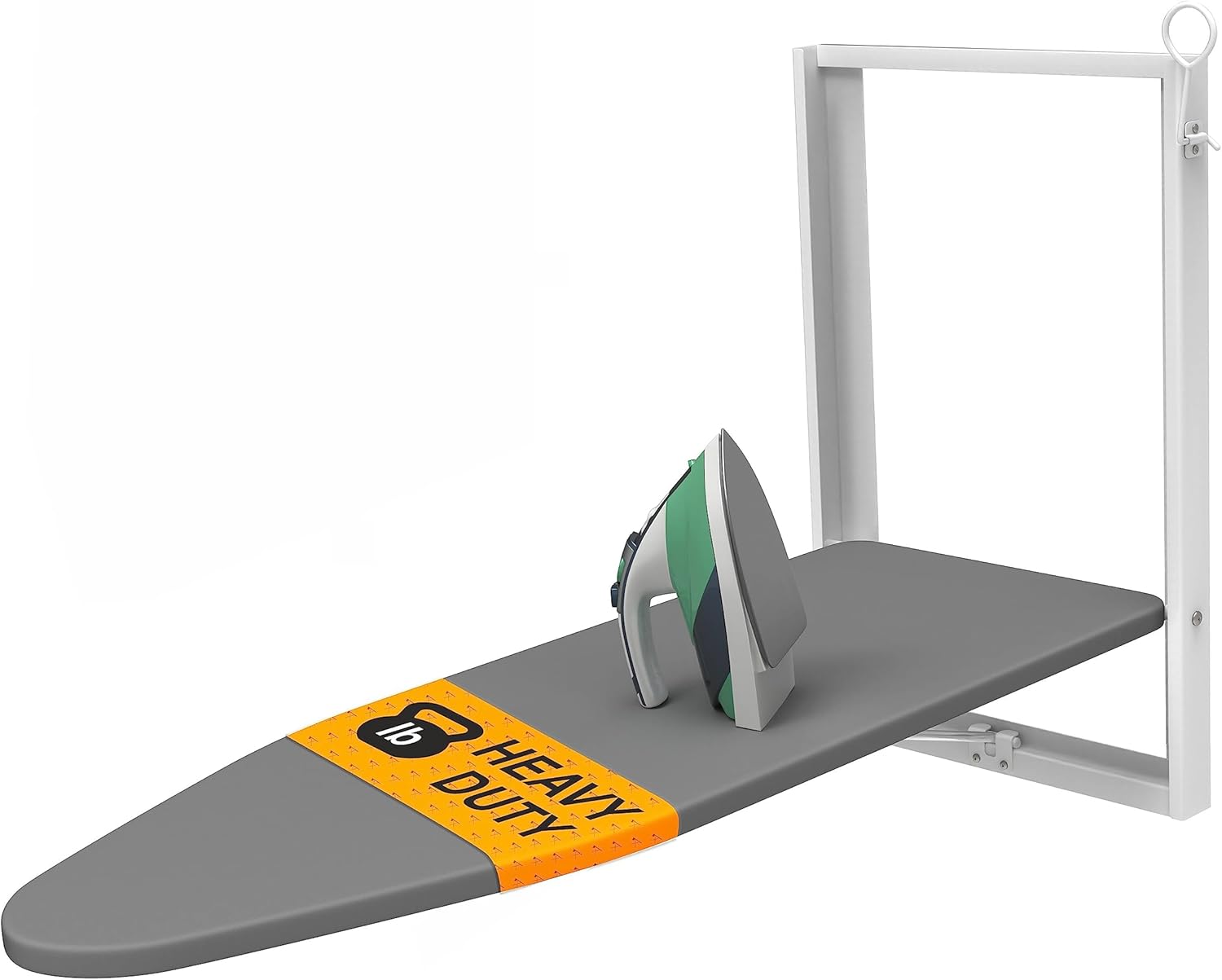 XABITAT Ironing Board, Wall Mounted, 36.2 X 12.2, Cotton Fabric Cover, White and Blue1 Xabitat Wall Mounted Ironing Board | 36.2" X 12.2" Compact Mount Fold Down Iron Board for Small Spaces | Space Saving with Cotton Fabric Cover | White and Grey