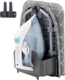 XABITAT Table Top Ironing Board W/Wall Mount | D-Crease | Portable Space Saving Mini Laundry Room| Foldable Small Ironing Board with Iron Holder | Grey