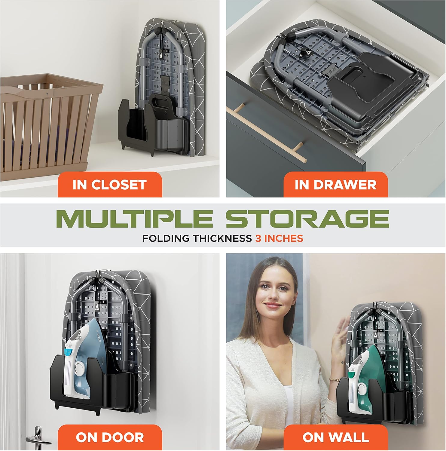 XABITAT Table Top Ironing Board W Wall Mount D-Crease Portable Space Saving Mini Laundry Room Foldable Small Ironing Board with Iron Holder Grey7