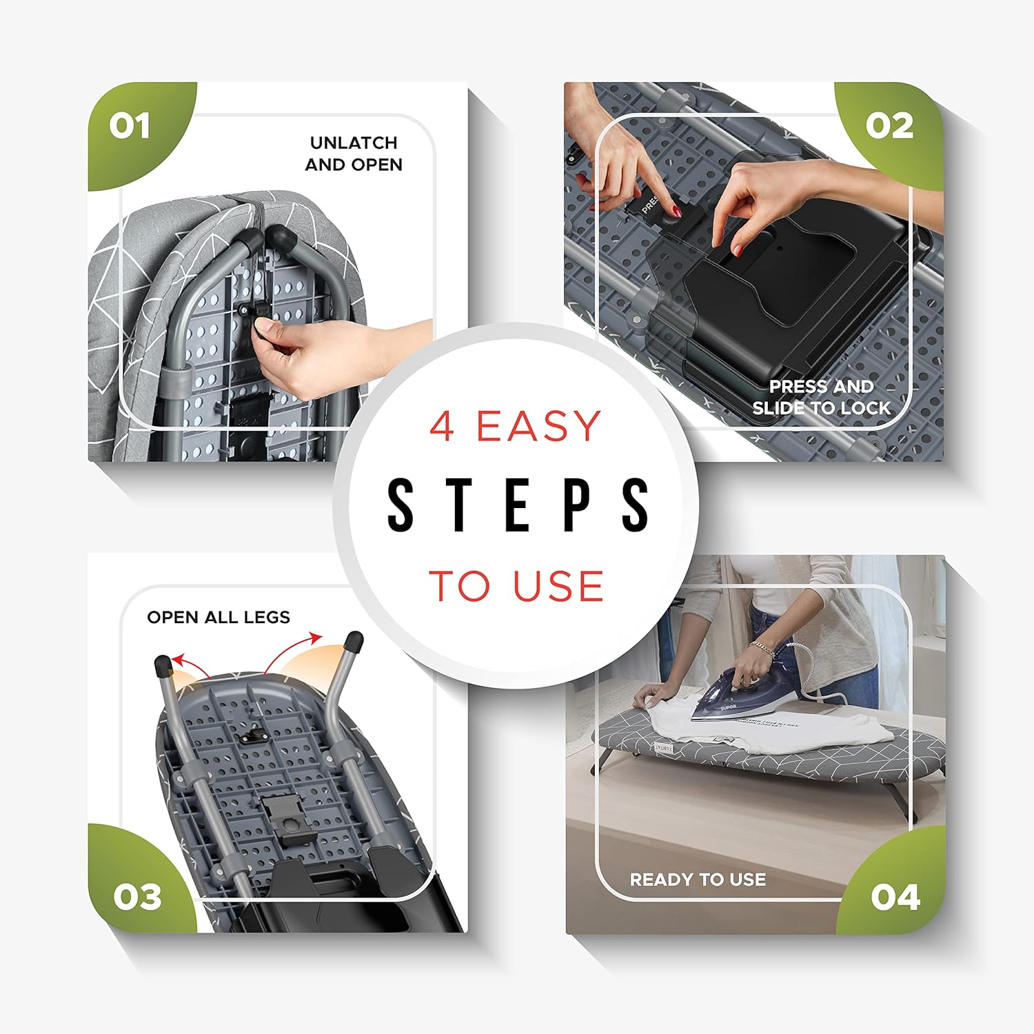 XABITAT Table Top Ironing Board W Wall Mount D-Crease Portable Space Saving Mini Laundry Room Foldable Small Ironing Board with Iron Holder Grey9