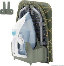 XABITAT Table Top Ironing Board W/Wall Mount | D-Crease | Portable Space Saving Mini Laundry Room Iron Board | Foldable Small Ironing Board with Iron Holder | Green