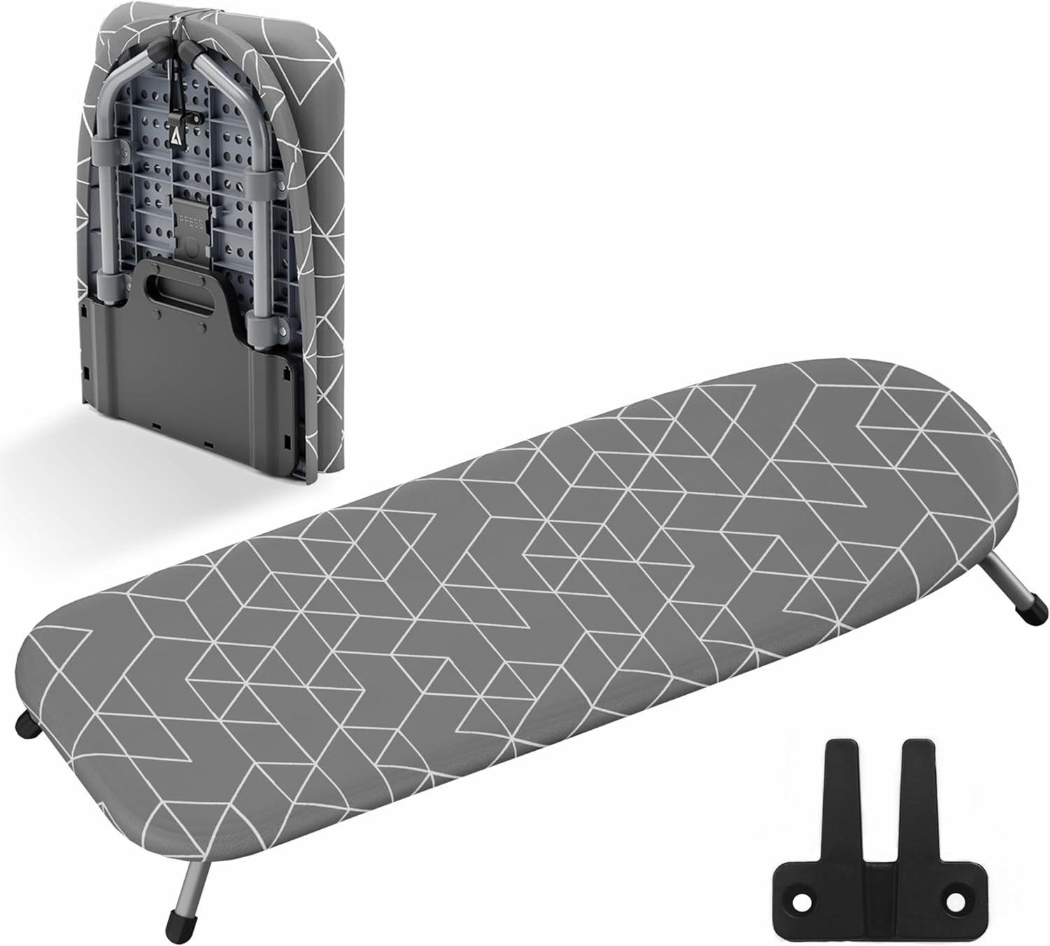 XABITAT Table Top Ironing Board with Wall Mount D-Crease Portable Space Saving Mini Laundry Room Iron Board Foldable Small Ironing Board Grey XABITAT Table Top Ironing Board with Wall Mount | D-Crease | Portable Space Saving Mini Laundry Room Iron Board | Foldable Small Ironing Board | Grey