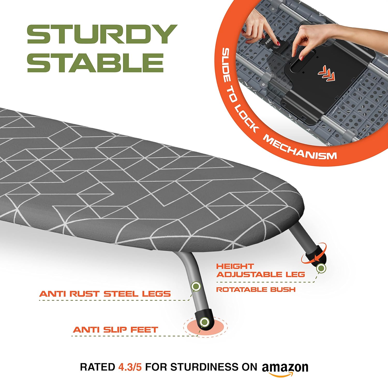 XABITAT Table Top Ironing Board with Wall Mount D-Crease Portable Space Saving Mini Laundry Room Iron Board Foldable Small Ironing Board Grey1