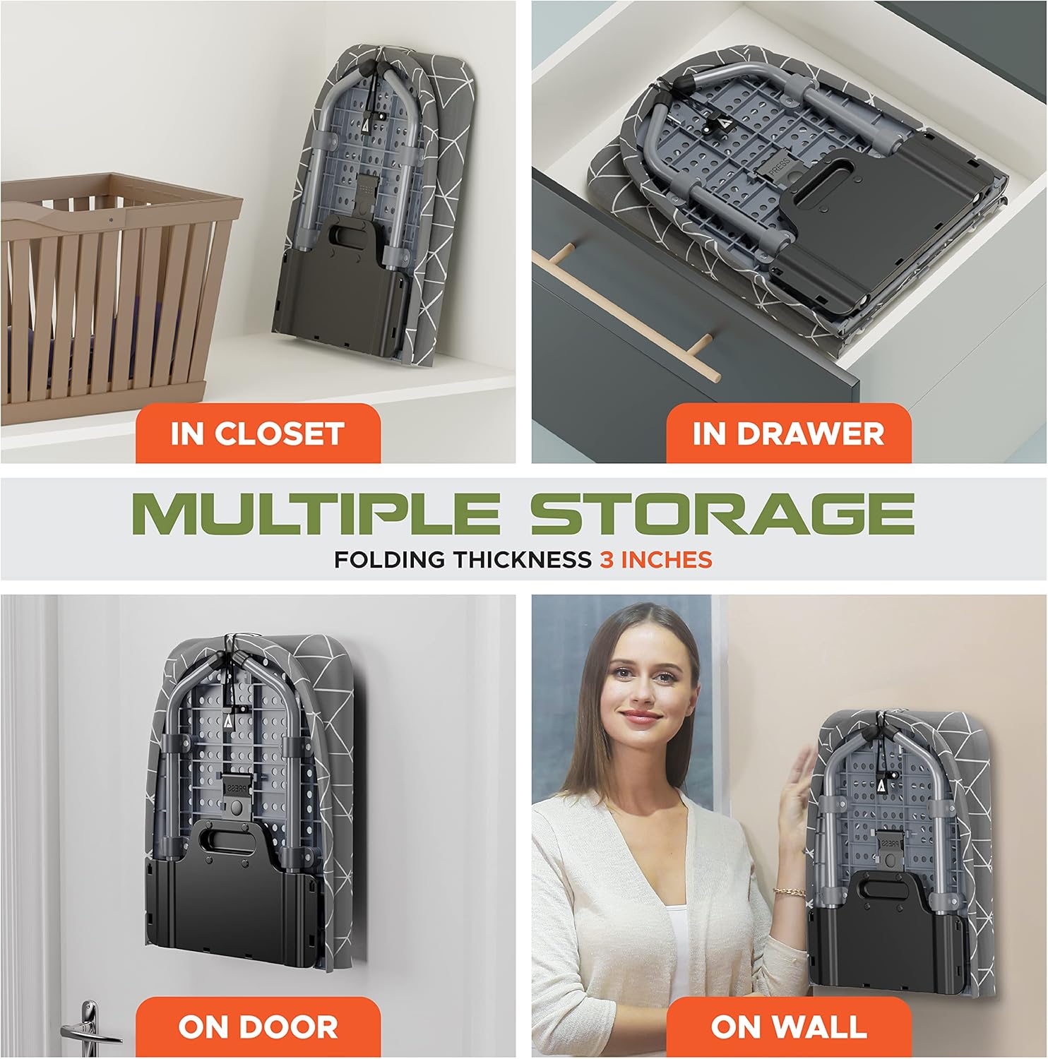 XABITAT Table Top Ironing Board with Wall Mount D-Crease Portable Space Saving Mini Laundry Room Iron Board Foldable Small Ironing Board Grey7