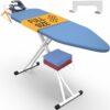 Xabitat Full Size Ironing Board 57" X 15" W/Wall Mount Hanger | Full Metal Construction Iron Board | Built in Iron Caddy | Heat & Scorch Resistant Fabric | Cord Holder | Anti-Skid Feet | Heavy Duty