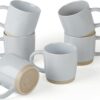famiware Coffee Mugs for 6, 12 oz Mug Set, Dringking Cup with Handle for Coffee, Tea, Cocoa, Milk, Milkyway serise, Ligth Gray