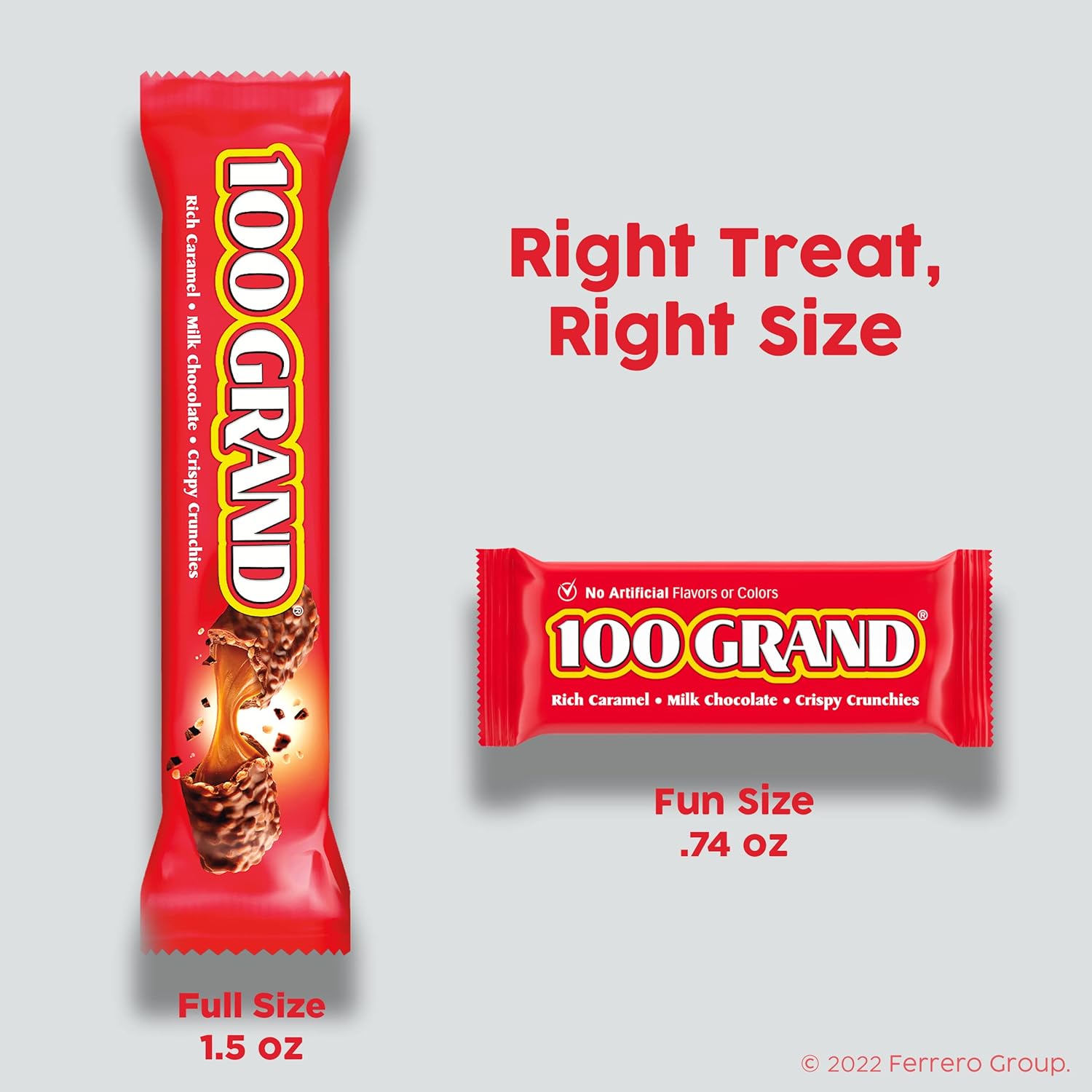 100 Grand Crispy Milk Chocolate with Caramel, Share Size Individually Wrapped Candy Bars, 2.2 oz each, Bulk 24 Count Box9