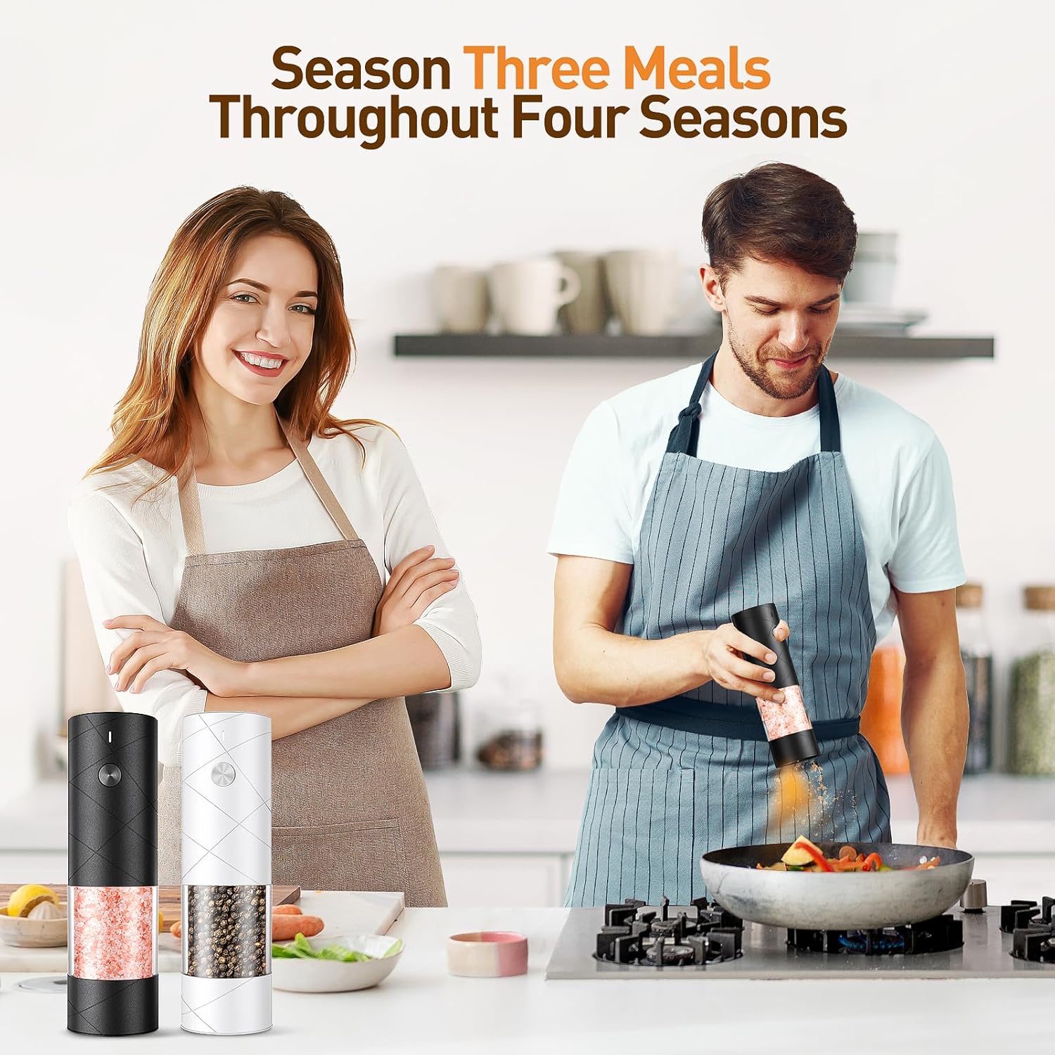 2 Pack Electric Salt and Pepper Grinder Set, Rechargeable - No Battery Needed - Large Capacity Automatic Salt Pepper Mill Grinder with Warm LED Light, Adjustable Coarseness Pepper Grinder for Kitchen…56