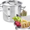 ARC 20QT Stainless Steel Tamale Steamer Pot w/Easy-fill Water Spout, Seafood Crab Steamer with Divider and Steamer Rack, 5 Gallon