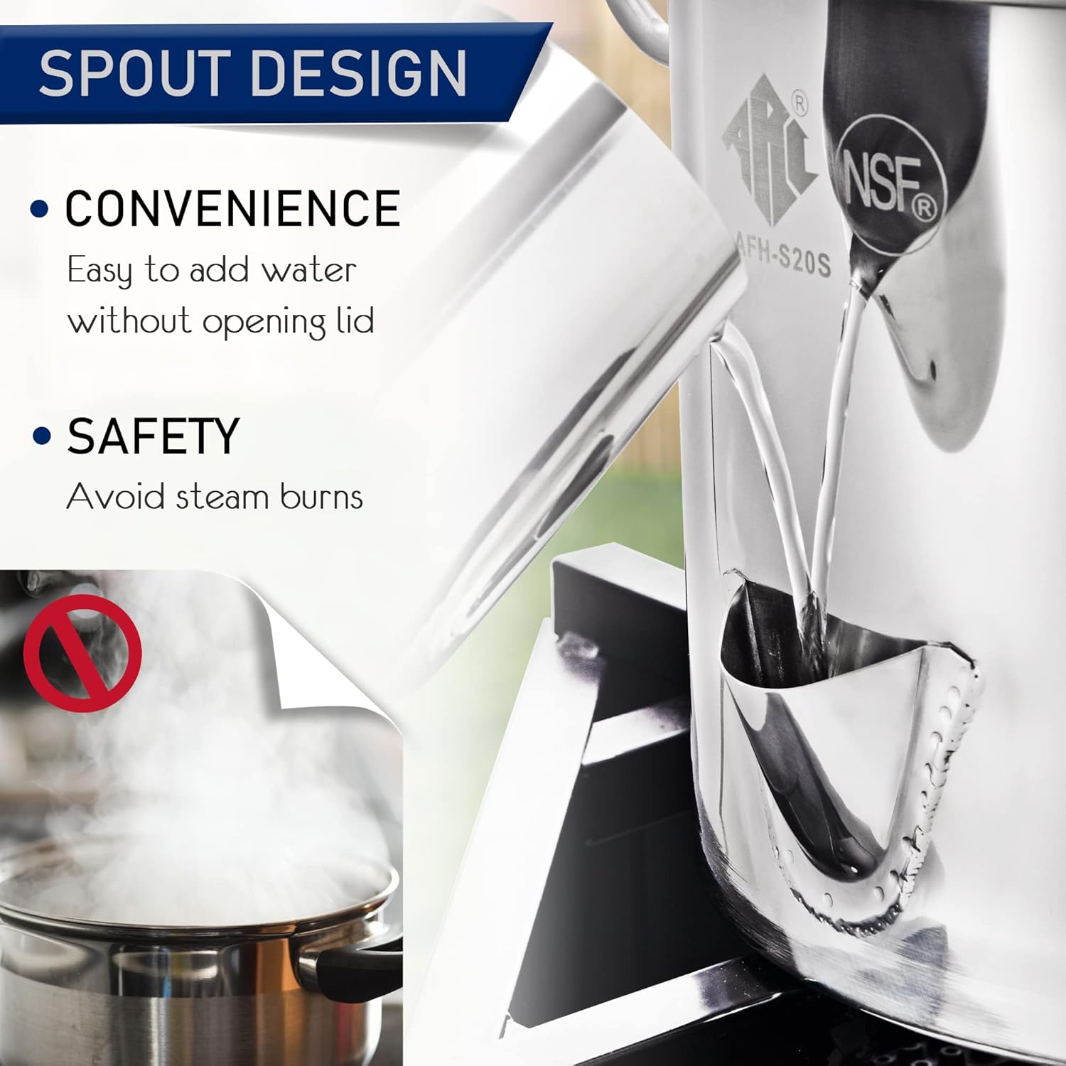 ARC 20QT Stainless Steel Tamale Steamer Pot w Easy-fill Water Spout, Seafood Crab Steamer with Divider and Steamer Rack, 5 Gallon7