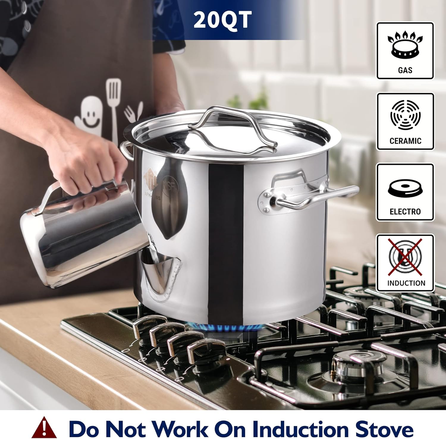 ARC 20QT Stainless Steel Tamale Steamer Pot w Easy-fill Water Spout, Seafood Crab Steamer with Divider and Steamer Rack, 5 Gallon8