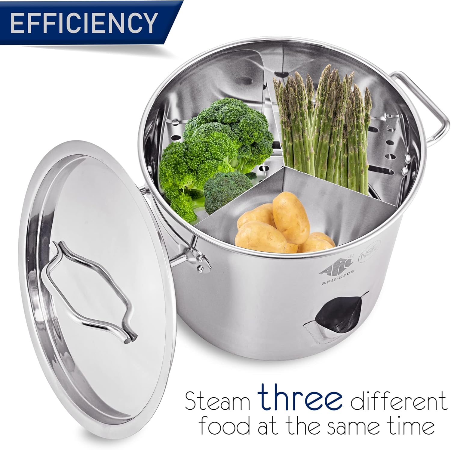 ARC 20QT Stainless Steel Tamale Steamer Pot w Easy-fill Water Spout, Seafood Crab Steamer with Divider and Steamer Rack, 5 Gallon9