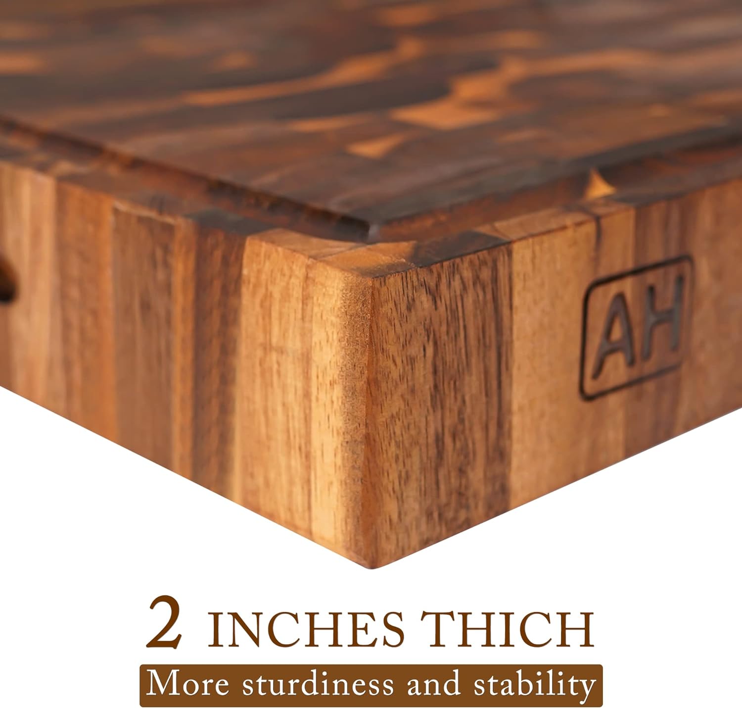 AZRHOM Extra Large Thick Walnut Wood End Grain Cutting Board 20x15x2 In, Wooden Butcher Block, Chopping Board For Kitchen with Juice Groove Handles Non-Slip Pats (Gift Box)1