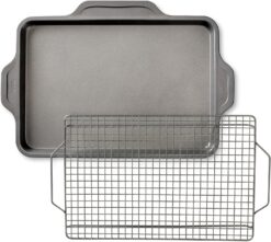 All-Clad Pro-Release Nonstick Bakeware Set 2 Piece Oven Safe 450F Half Sheet, Cookie Sheet, Muffin Pan, Cooling & Baking Rack, Round Cake Pan, Loaf Pan, Baking Pan Grey