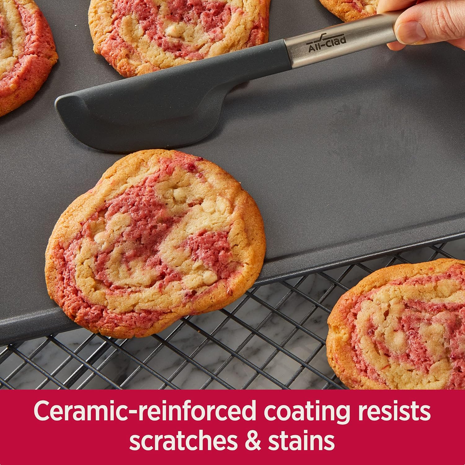 All-Clad Pro-Release Nonstick Bakeware Set 2 Piece Oven Safe 450F Half Sheet, Cookie Sheet, Muffin Pan, Cooling & Baking Rack, Round Cake Pan, Loaf Pan, Baking Pan Grey5