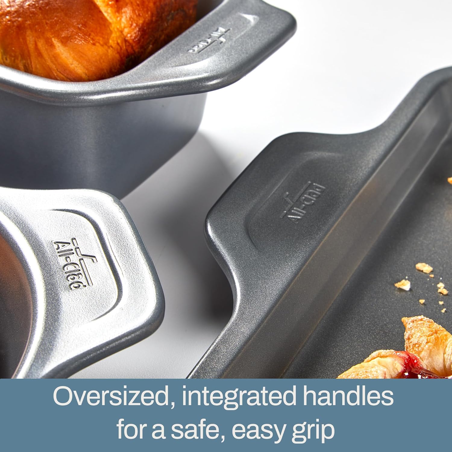 All-Clad Pro-Release Nonstick Bakeware Set 3 Piece Oven Safe 450F Half Sheet, Cookie Sheet, Muffin Pan, Cooling & Baking Rack, Round Cake Pan, Loaf Pan, Baking Pan Grey5