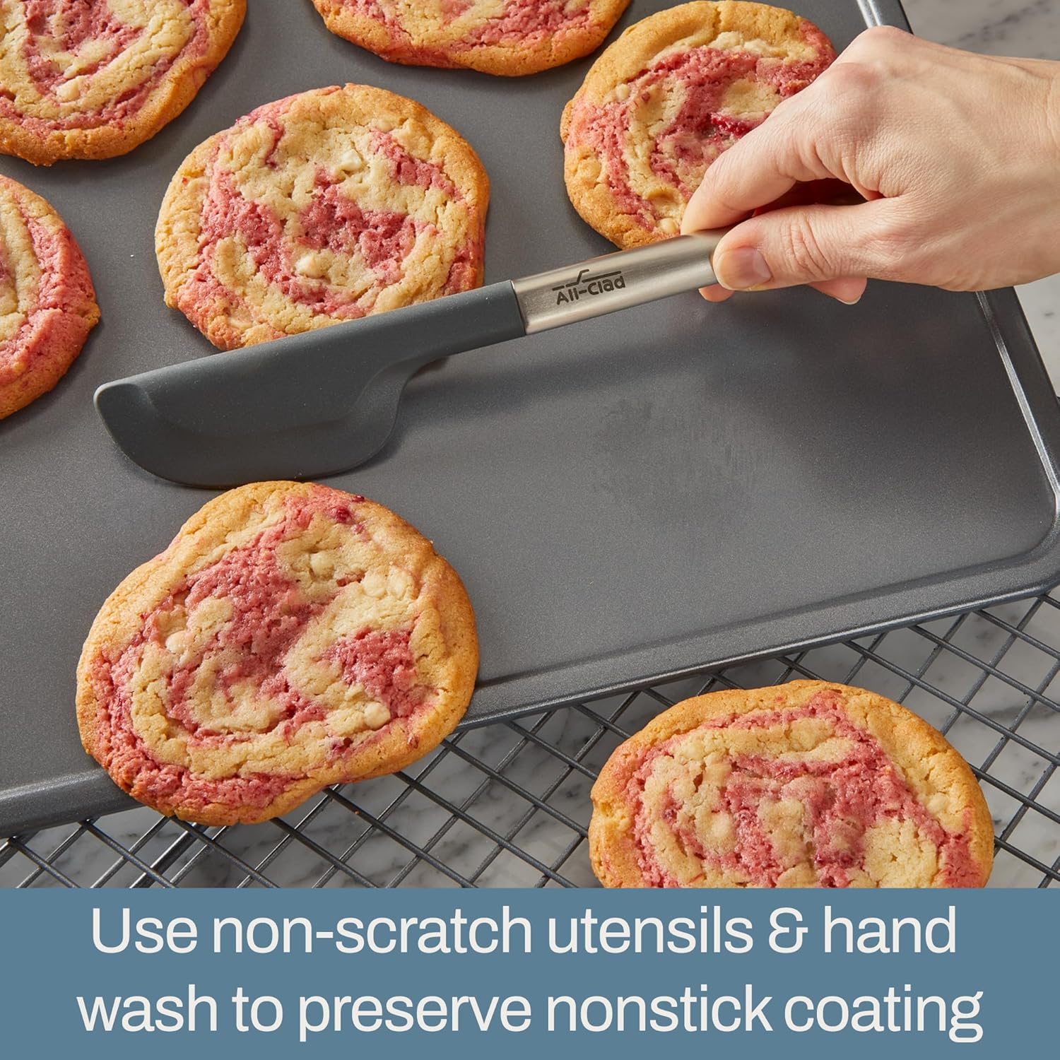 All-Clad Pro-Release Nonstick Bakeware Set 3 Piece Oven Safe 450F Half Sheet, Cookie Sheet, Muffin Pan, Cooling & Baking Rack, Round Cake Pan, Loaf Pan, Baking Pan Grey6