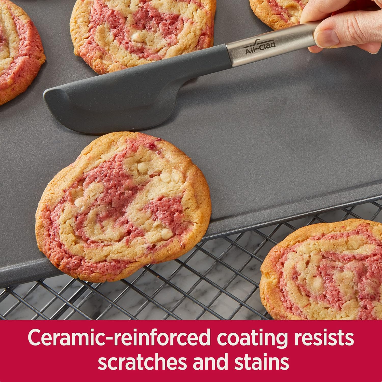 All-Clad Pro-Release Nonstick Bakeware Set 3 Piece Oven Safe 450F Half Sheet, Cookie Sheet, Muffin Pan, Cooling & Baking Rack, Round Cake Pan, Loaf Pan, Baking Pan Grey9