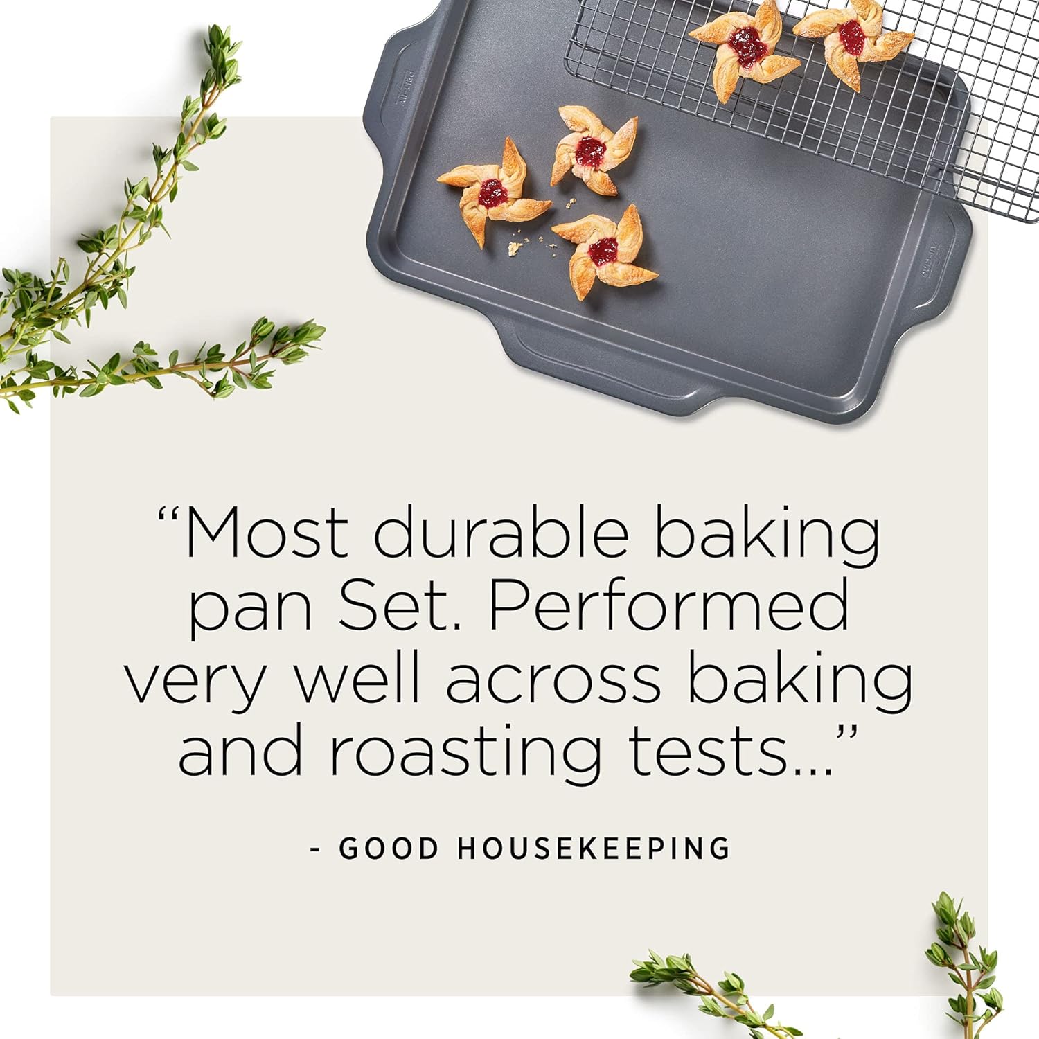 All-Clad Pro-Release Nonstick Bakeware Set 5 Piece Oven Safe 450F Half Sheet, Cookie Sheet, Muffin Pan, Cooling & Baking Rack, Round Cake Pan, Loaf Pan, Baking Pan Grey0