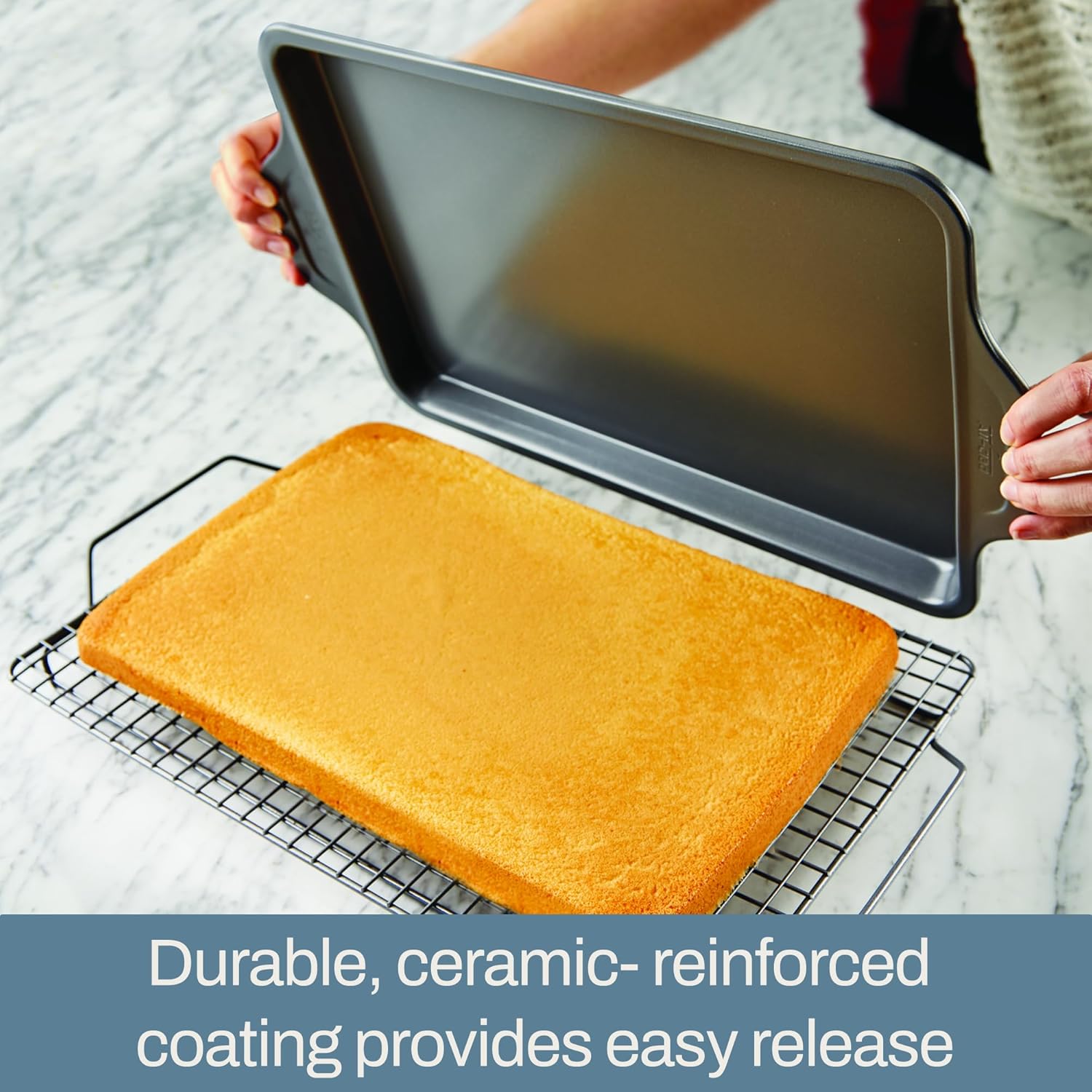 All-Clad Pro-Release Nonstick Bakeware Set 5 Piece Oven Safe 450F Half Sheet, Cookie Sheet, Muffin Pan, Cooling & Baking Rack, Round Cake Pan, Loaf Pan, Baking Pan Grey3