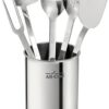 All-Clad Professional Stainless Steel Kitchen Gadgets and Caddy 6 Piece Kitchen Tools, Kitchen Hacks Silver