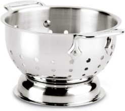 All-Clad Tools and Accessories Stainless Steel Colander 1.5 Quart Strainer, Pasta Strainer with Handle, Pots and Pans Silver