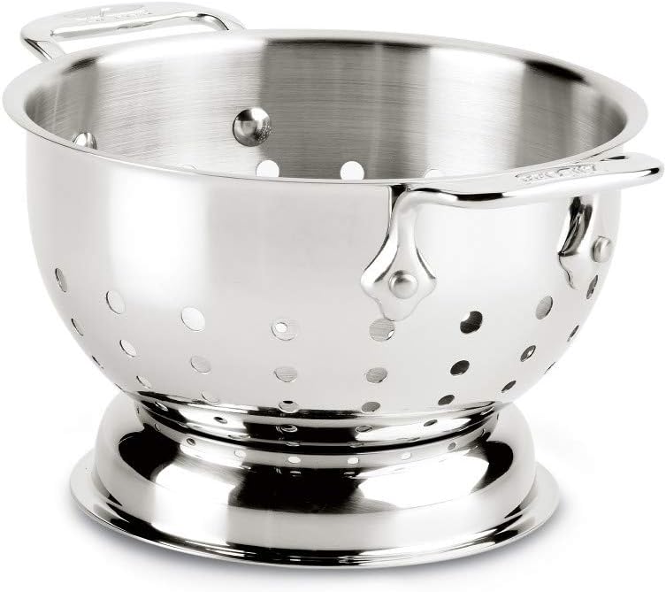 All-Clad Tools and Accessories Stainless Steel Colander 1.5 Quart Strainer, Pasta Strainer with Handle, Pots and Pans Silver All-Clad Tools and Accessories Stainless Steel Colander 1.5 Quart Strainer, Pasta Strainer with Handle, Pots and Pans Silver