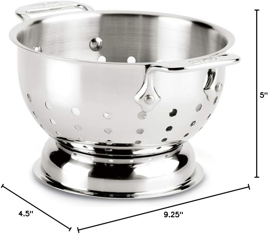 All-Clad Tools and Accessories Stainless Steel Colander 1.5 Quart Strainer, Pasta Strainer with Handle, Pots and Pans Silver8