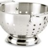 All-Clad Tools and Accessories Stainless Steel Colander 3 Quart Strainer, Pasta Strainer with Handle, Pots and Pans Silver
