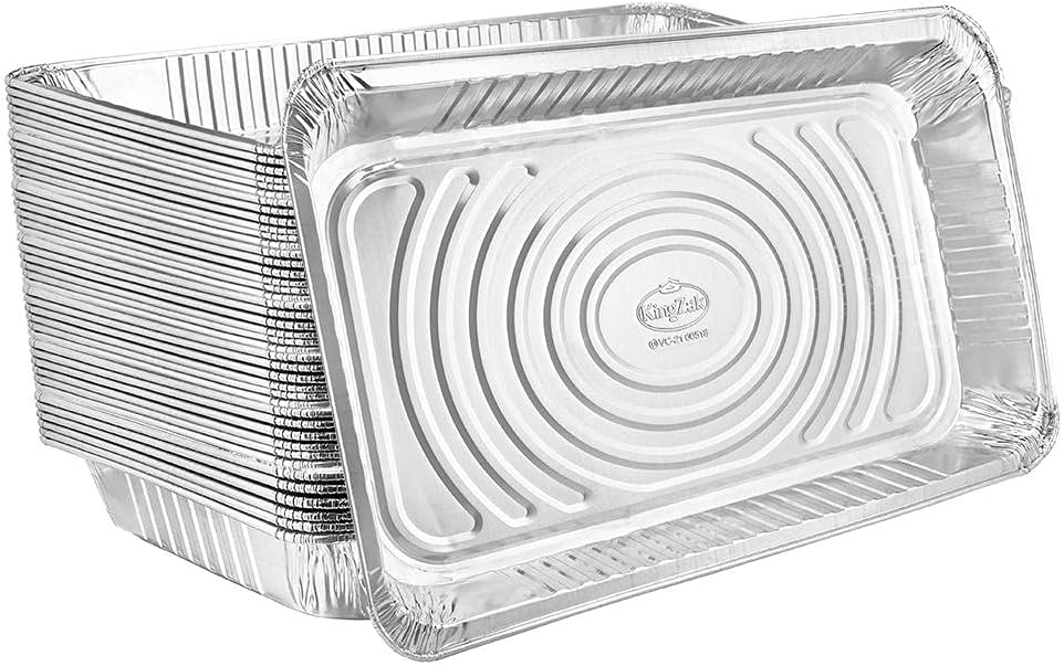Aluminum Pans Full Size, Large Disposable Roasting & Baking Pan, 21x13 Deep Foil Pans (50 Pack) Extra Heavy Duty Chafing Trays for Hotels, Restaurants, Caterers, Steam Table, Buffets & Bakeware Aluminum Pans Full Size, Large Disposable Roasting & Baking Pan, 21"x13" Deep Foil Pans (50 Pack) Extra Heavy Duty Chafing Trays for Hotels, Restaurants, Caterers, Steam Table, Buffets & Bakeware