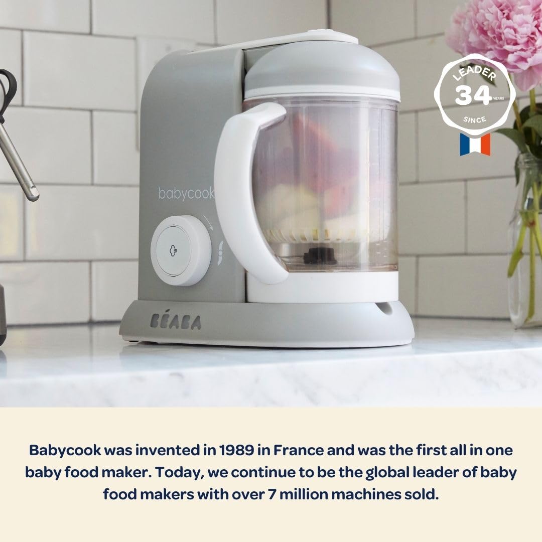 BEABA Babycook Solo 4 in 1 Baby Food Maker, Baby Food Processor, Steam Cook + Blend, Large Capacity 4.5 Cups - 27 Servings in 20 Mins, Cook Healthy Baby Food at Home, Dishwasher Safe, Pralin4