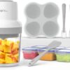 Baby Food Maker, HEYVALUE 13-in-1 Baby Food Processor Set for Baby Food, Fruit, Vegatable, Meat, Baby Food Puree Blender with Baby Food Containers, Food Freezer Tray, Silicone Spoons, Spatula (Gray)