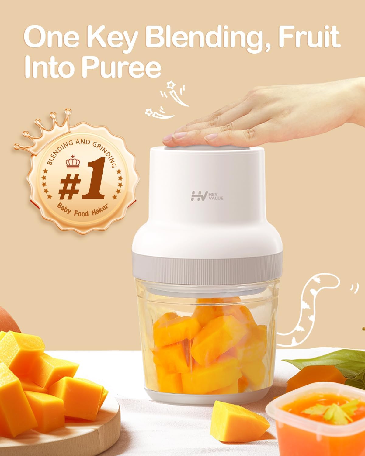 Baby Food Maker, HEYVALUE 13-in-1 Baby Food Processor Set for Baby Food, Fruit, Vegatable, Meat, Baby Food Puree Blender with Baby Food Containers, Food Freezer Tray, Silicone Spoons, Spatula (Gray)1