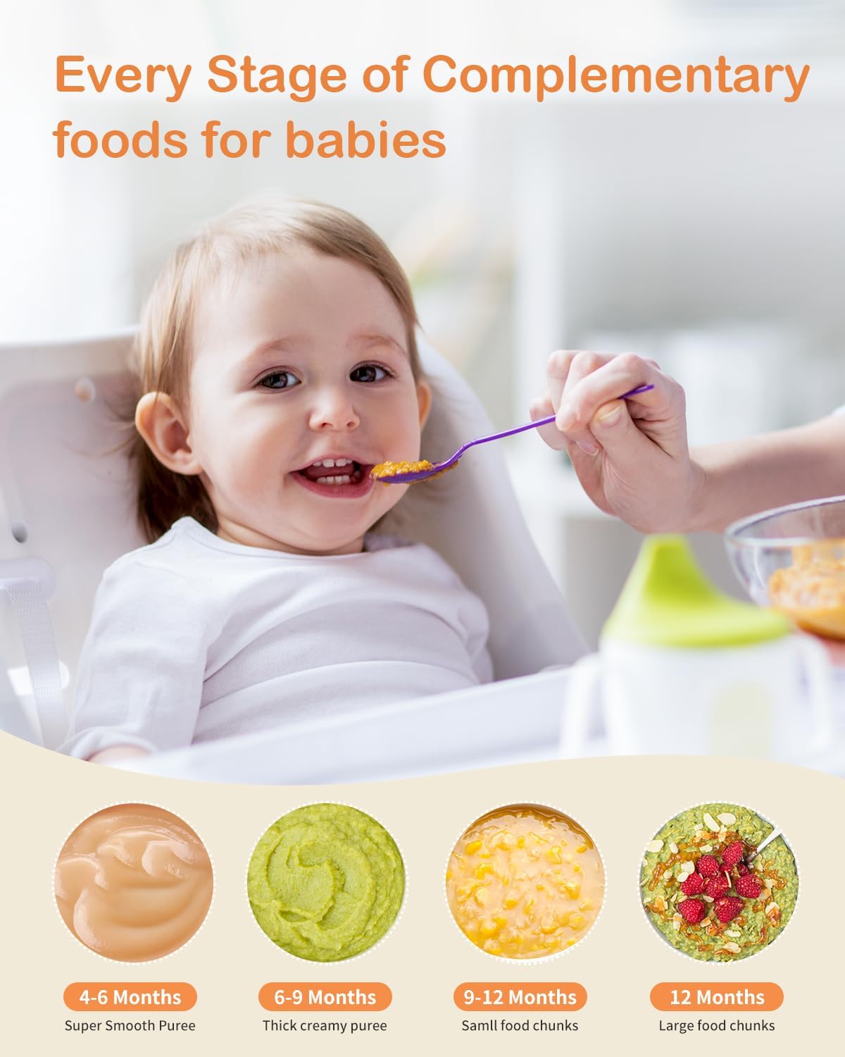 Baby Food Maker, HEYVALUE 13-in-1 Baby Food Processor Set for Baby Food, Fruit, Vegatable, Meat, Baby Food Puree Blender with Baby Food Containers, Food Freezer Tray, Silicone Spoons, Spatula (Gray)4