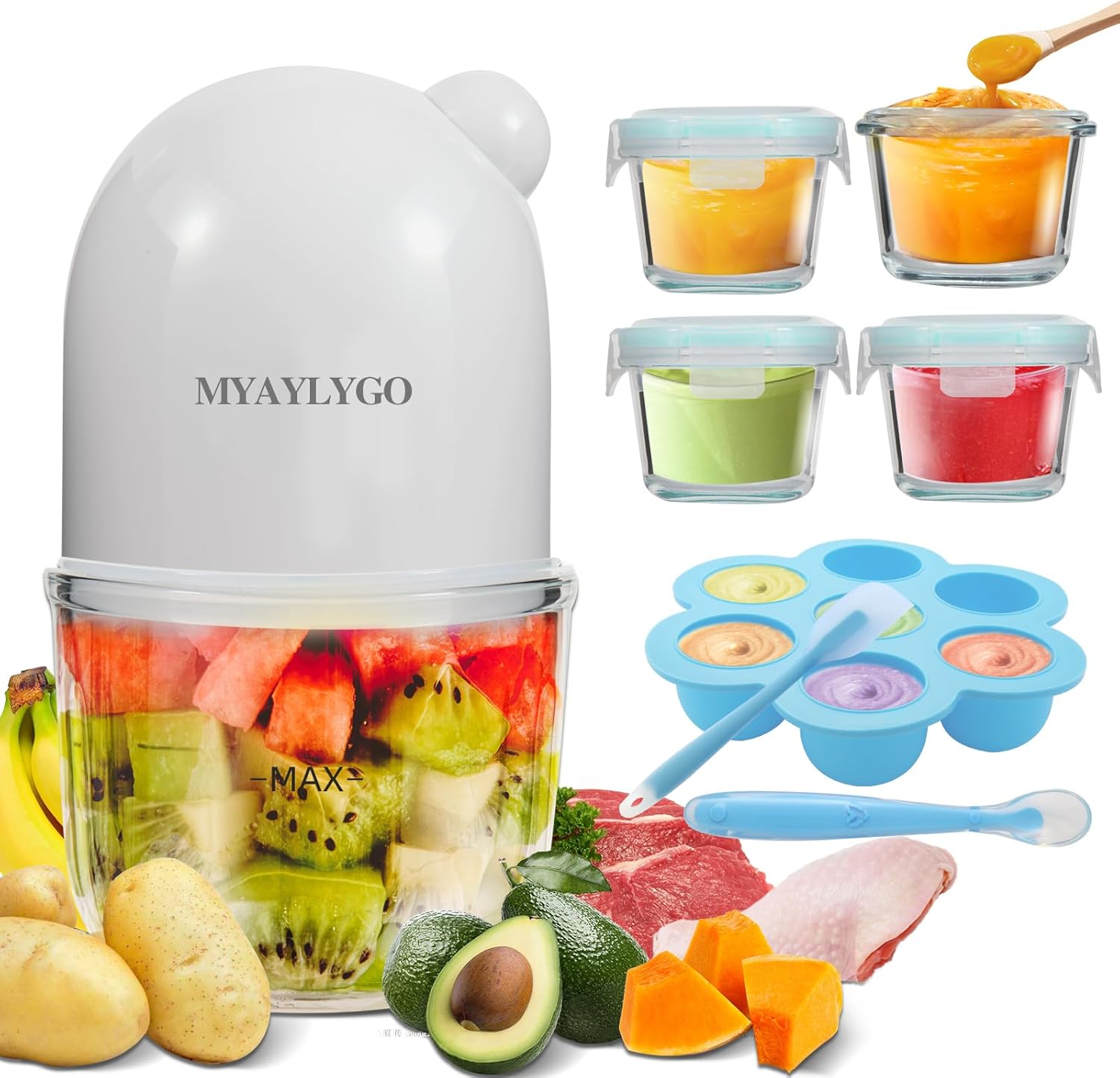Baby Food Maker, Upgraded 14-in-1 Food Processor set for Baby Food&Purées Fruit Vegatable, Meat, baby food blender, Baby Feeding Supplies Essentials for Baby Shower Gifts Set… Baby Food Maker, Upgraded 14-in-1 Food Processor set for Baby Food&Purées Fruit Vegatable, Meat, baby food blender, Baby Feeding Supplies Essentials for Baby Shower Gifts Set…