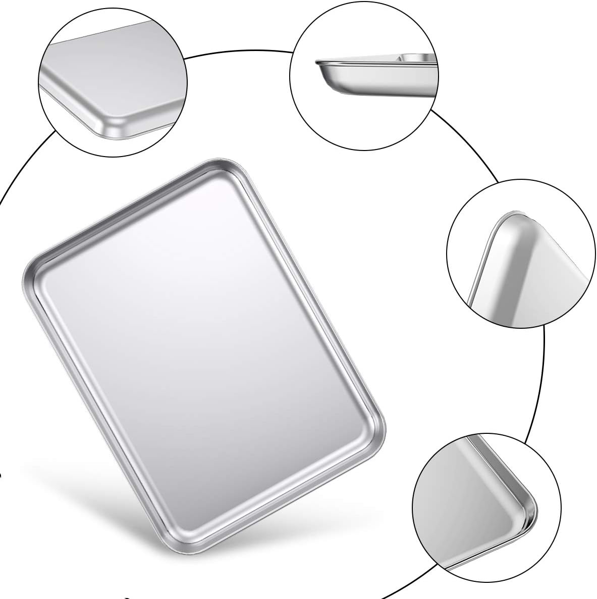 Baking Sheet Set of 2, Wildone Stainless Steel Baking Tray Cookie Pan, Size 20 x 14 x 1 Inch, Non Toxic & Heavy Duty & Easy Clean4