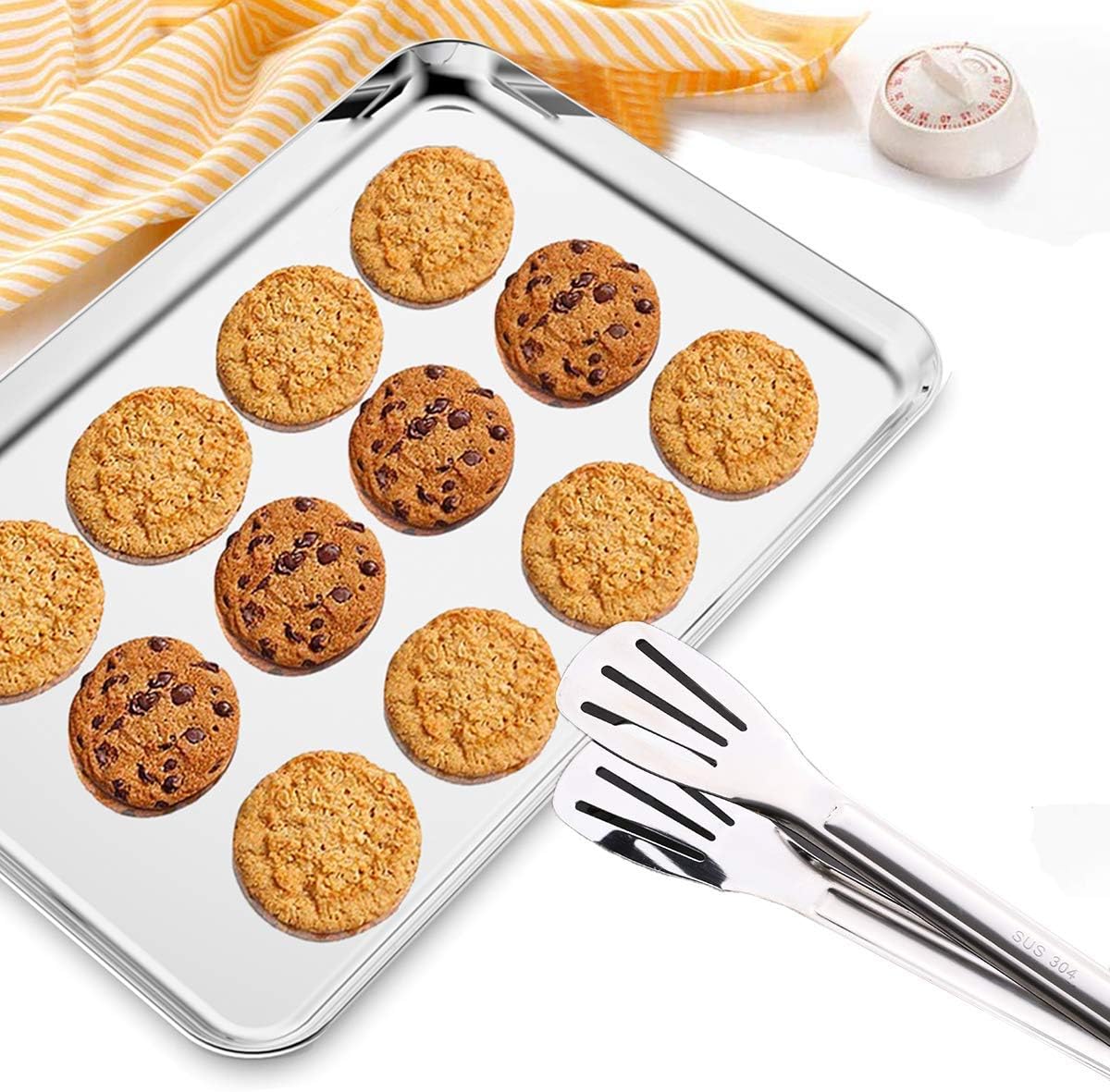 Baking Sheet Set of 2, Wildone Stainless Steel Baking Tray Cookie Pan, Size 20 x 14 x 1 Inch, Non Toxic & Heavy Duty & Easy Clean6