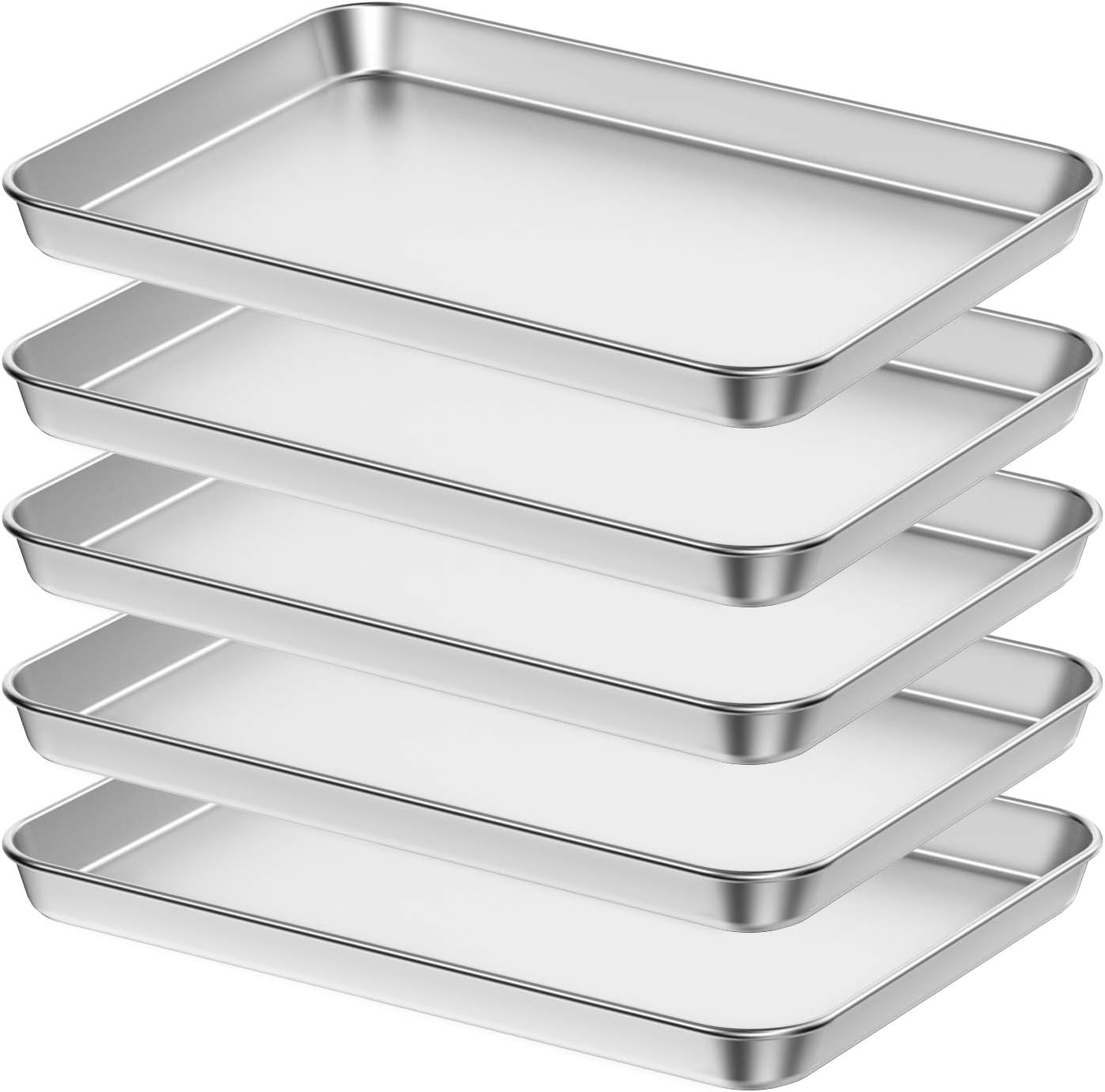 Baking Sheet Set of 5, Bastwe 18 inch Commercial Grade Stainless Steel Baking Pan, Professional Bakeware Oven Tray, Healthy & Non-toxic, Rust Free & Mirror Finish, Easy Clean & Dishwasher Safe Baking Sheet Set of 5, Bastwe 18 inch Commercial Grade Stainless Steel Baking Pan, Professional Bakeware Oven Tray, Healthy & Non-toxic, Rust Free & Mirror Finish, Easy Clean & Dishwasher Safe