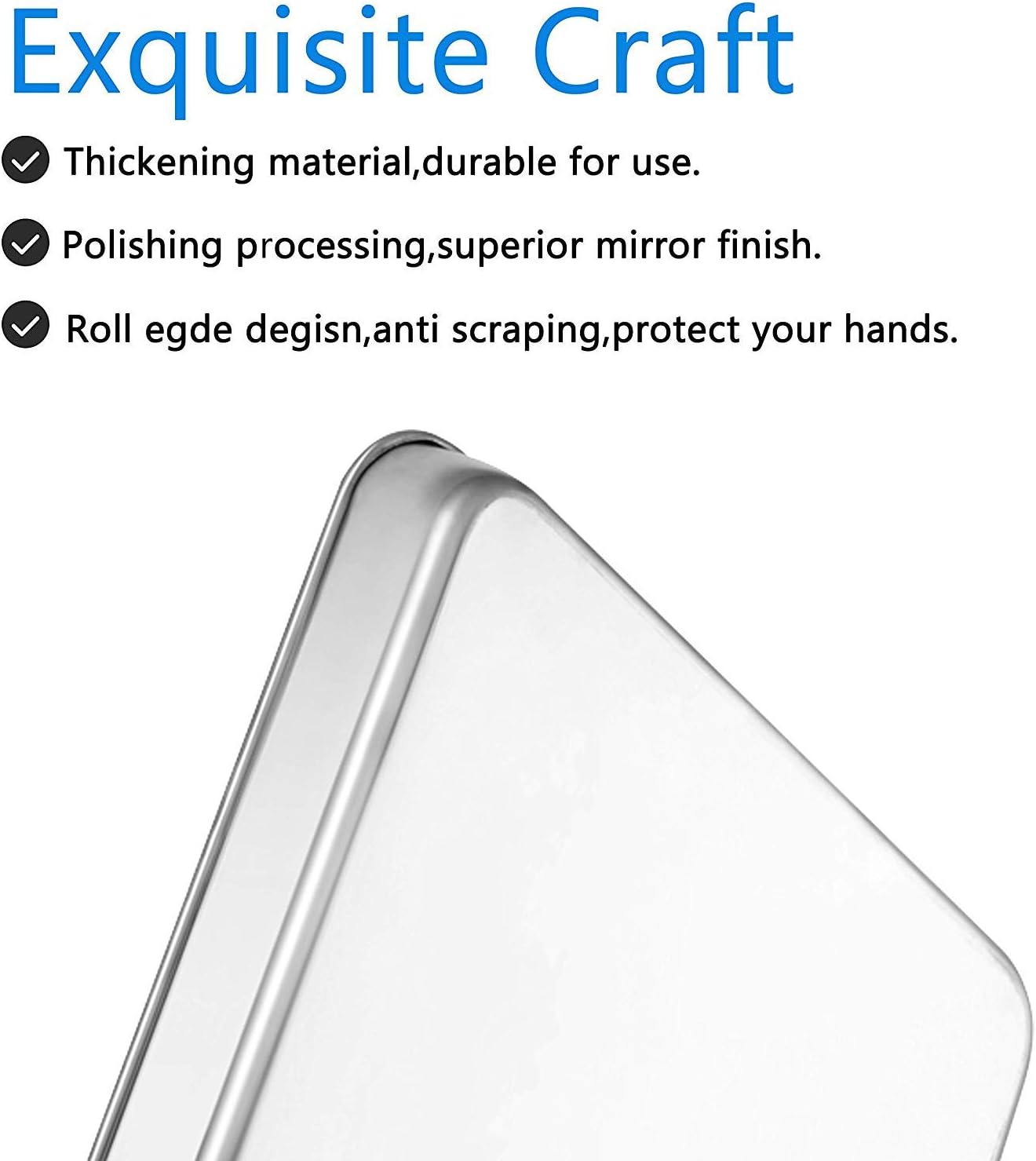 Baking Sheets 5 Pieces, Bastwe Cookie Sheets Set of 5 Stainless Steel Baking Pans Toaster Oven Tray Pans, Rectangle Size 12 × 9 × 1 inch, Rustproof & Healthy & Easy Clean & Dishwasher Safe1