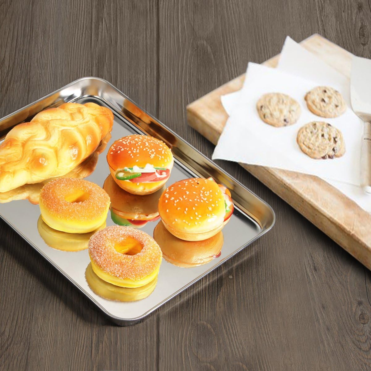 Baking Sheets 5 Pieces, Bastwe Cookie Sheets Set of 5 Stainless Steel Baking Pans Toaster Oven Tray Pans, Rectangle Size 12 × 9 × 1 inch, Rustproof & Healthy & Easy Clean & Dishwasher Safe9