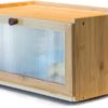 Bamboo Bread Box for Kitchen Counter-Large Capacity Bread Storage Container Farmhouse Bread Box with Window Bread Holder