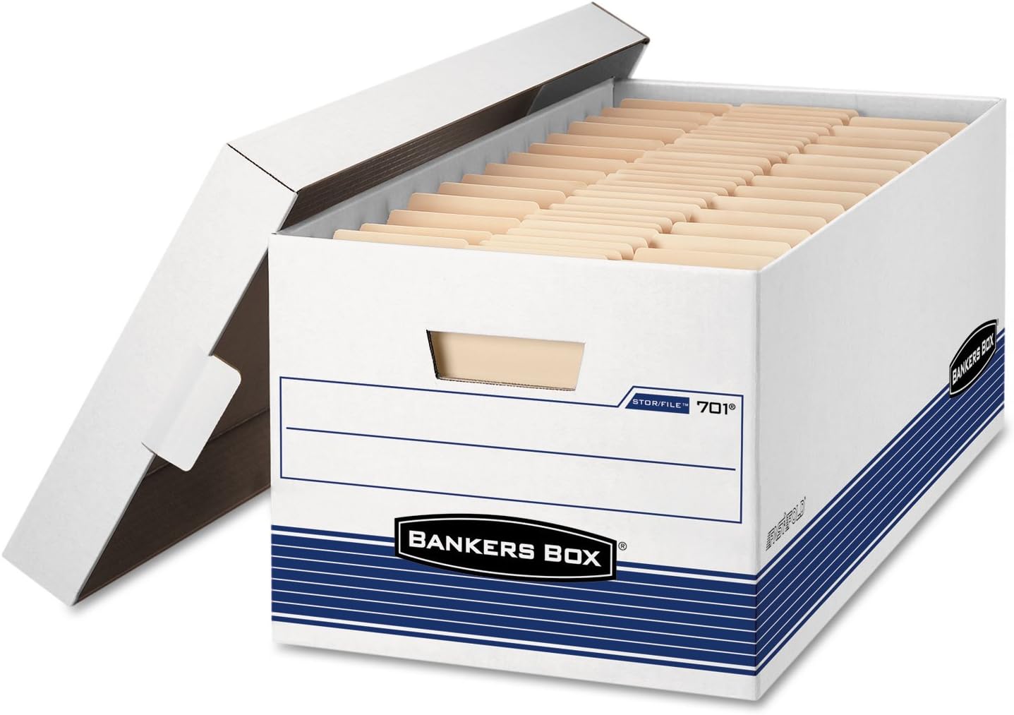 Bankers Box 12 Pack STOR File Medium-Duty File Storage Boxes, FastFold, Lift-Off Lid, Letter, White Blue Bankers Box 12 Pack STOR/File Medium-Duty File Storage Boxes, FastFold, Lift-Off Lid, Letter, White/Blue