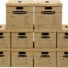 Bankers Box Classic Moving Box 10 Pack Kit, Reinforced Handles, Tape-Free Assembly, Box with Lid, 8 Small and 2 Medium Boxes (8816901)