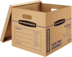 Bankers Box Medium Classic Moving Box 10 Pack, Reinforced Handles, Tape-Free Assembly, Box with Lid, 19-in x 14.5-in x 15.5-in (7717204)