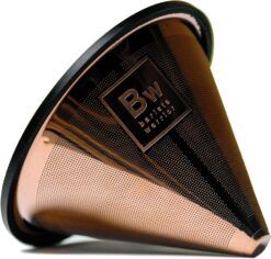 Barista Warrior Compatible for Chemex, Hario V60 & popular coffee makers, Pour Over Coffee Filters- Reusable and Permanent Coffee Cone Dripper (Copper Coated)