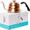 Barista Warrior Pour Over Coffee Kettle with Thermometer - Gooseneck Kettle for Coffee and Tea, Stainless Steel Pour Over Kettle for all Stovetops (Copper Coated, 1.0 Liter, 34 fl oz)